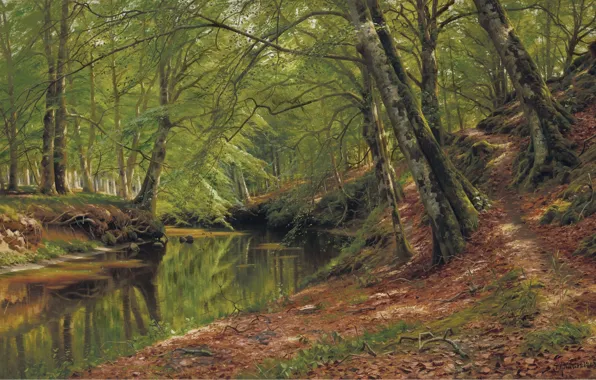 Picture 1905, Danish painter, Peter Merk Of Menstad, Peder Mørk Mønsted, Danish realist painter, oil on …