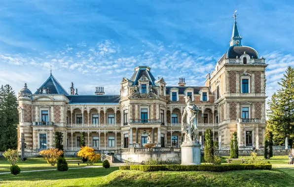 Villa, Austria, statue, architecture, Palace, Vienna, Lainzer Tiergarten, The Lainzer Tiergarten