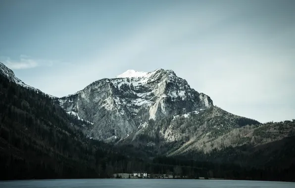 The sky, mountains, lake, tops, mountains