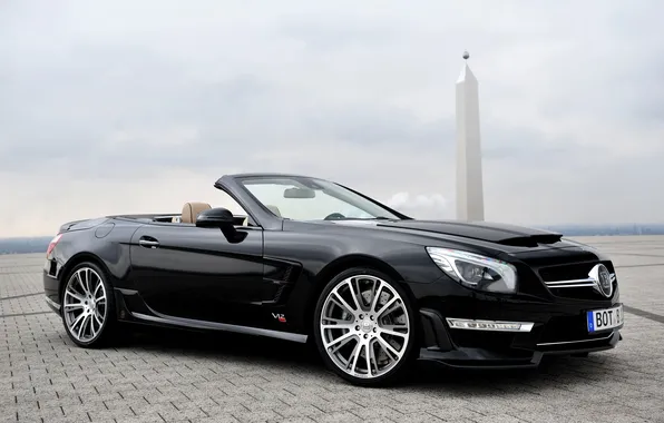 Mercedes-Benz, Black, Wheel, convertible, Brabus, AMG, SL65, The front