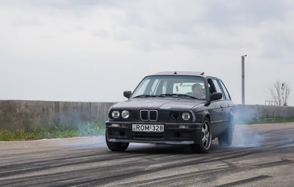 Bmw, drift, smoke, e30, bourout