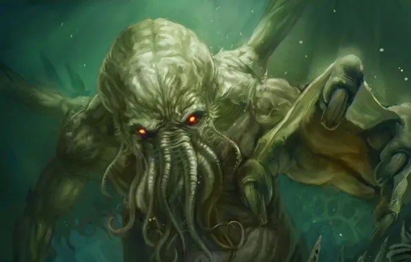 Wings, monster, octopus, Cthulhu, tentacles, cthulhu