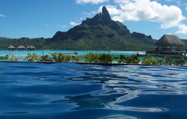 Islands, tropics, the ocean, mountain, pool, Laguna, Bungalow, bora-bora