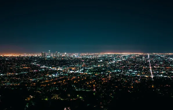 Picture Dark, City, Los Angeles, California, Skyscrapers, Ligth, Nigth
