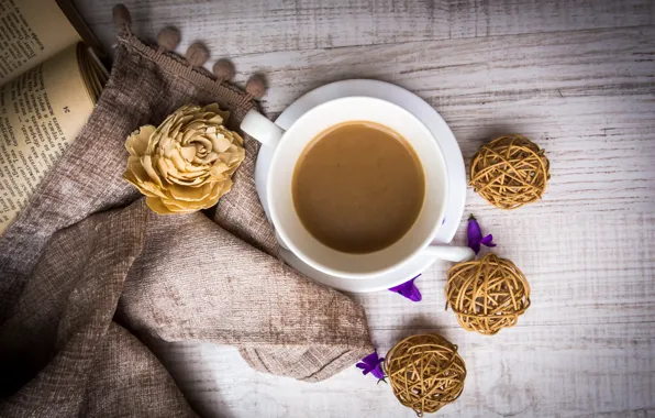 Flowers, balls, coffee, roses, drink, flowers, coffee