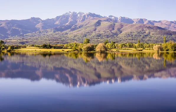 Picture mountains, lake, reflection, Spain, Candeleda, Castille and Leon, Avila