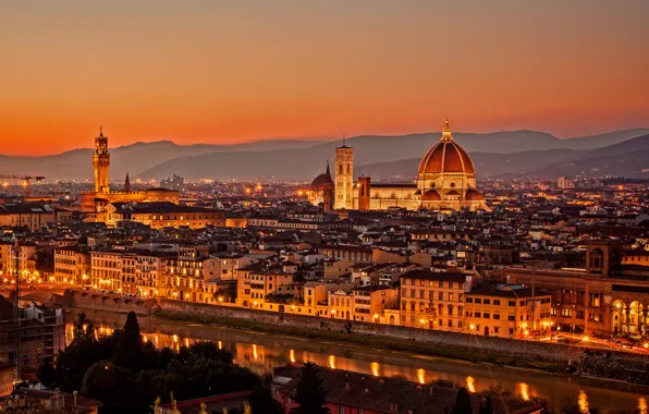 Picture sunset, bridge, the city, lights, view, building, home, the evening