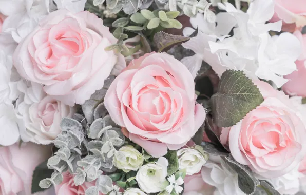 Flowers, roses, pastel colors, pastel, pastel colors, pale colors