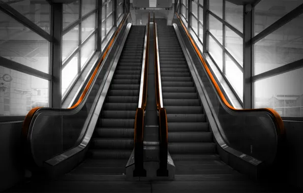 Picture railings, Escalator, escalator