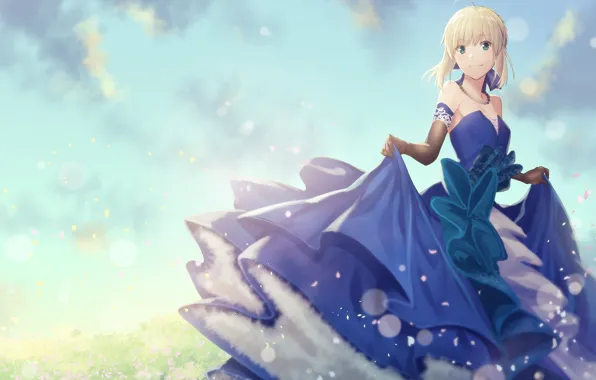 Girl, anime, dress, art, the saber, fate/grand order
