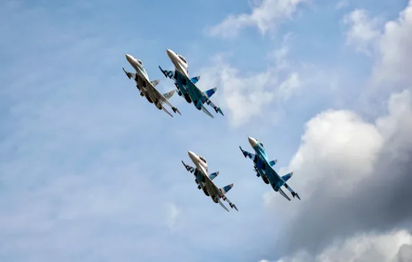 The sky, fighters, Su-27, Falcons Of Russia