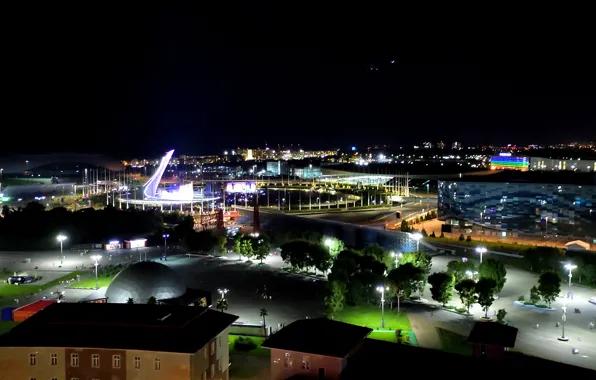 Summer, lights, Park, stay, Night, Sochi, Sirius, Olympic