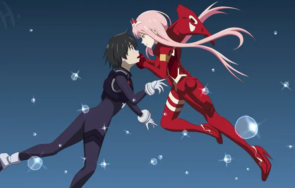 Water, girl, drops, guy, two, 002, Darling In The Frankxx, Cute in France