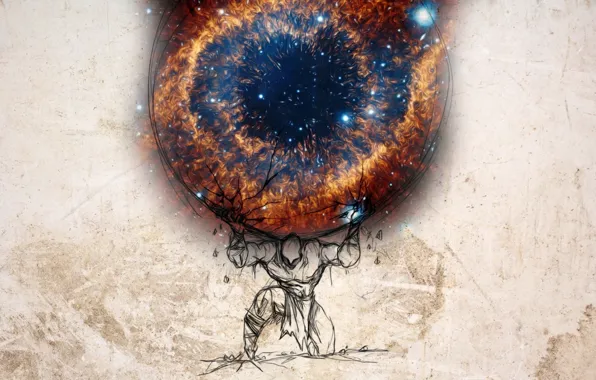 The universe, stars, art, keeps, Titan, Atlant