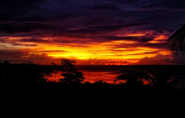 Picture the sky, landscape, sunset, island, Indonesia