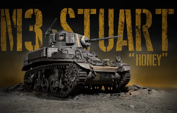 Tank, USA, 3d graphics, average, M3 Stuart Honey