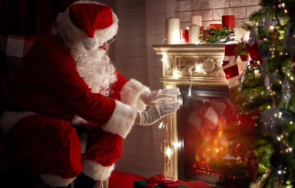 Picture New Year, Christmas, fireplace, merry christmas, christmas tree, santa claus