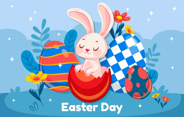 Flowers, eggs, vector, rabbit, Easter, eggs