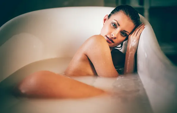 Look, water, girl, face, pose, bath, Patrik Valasek