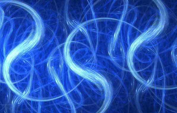 Abstraction, blue background, sinuous lines