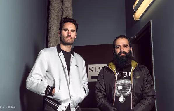 Glasses, Beard, indie pop, blowing, Ryan Merchant, Capital Cities, Sebu Simonian