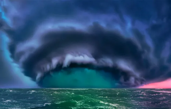 Picture sea, wave, the sky, storm, element