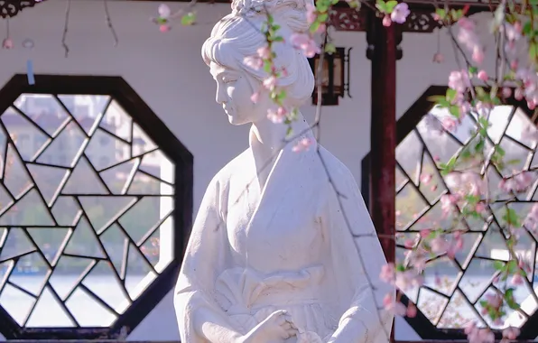 Park, spring, China, statue, Apple