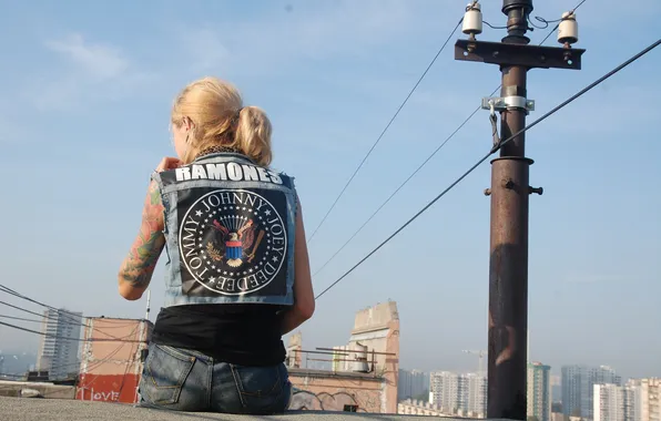 Girl, posts, back, blonde, girl, woman, Jass Bats