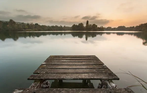 Landscape, bridge, lake