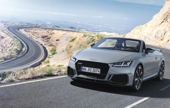 Road, machine, Audi, lights, view, turn, Roadster, TT RS