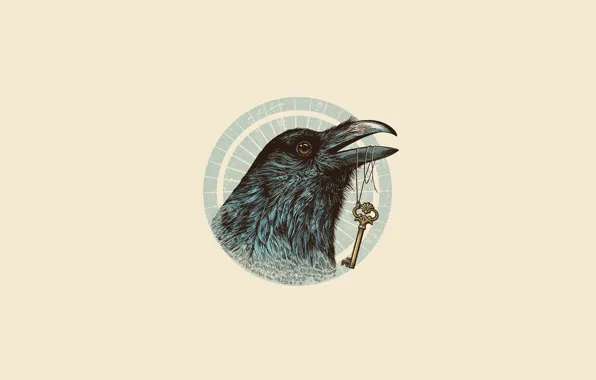 Eyes, minimalism, vector, key, Raven, illustration