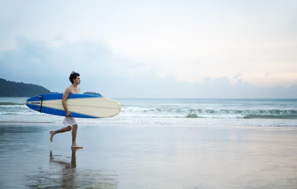Sand, beach, stay, shore, male, Board, guy, surfing