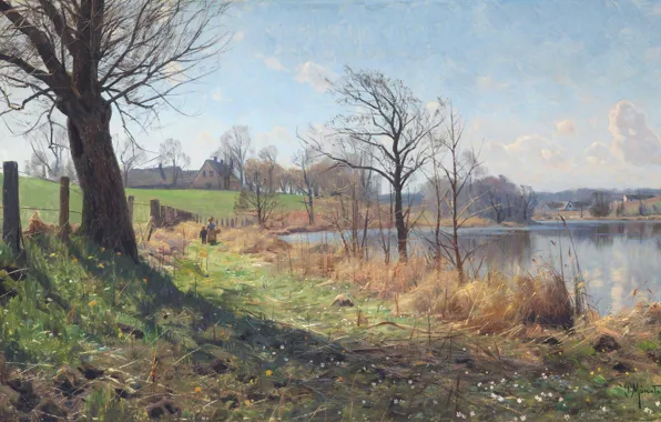 Picture Danish painter, 1916, Peter Merk Of Menstad, Peder Mørk Mønsted, Danish realist painter, A View …