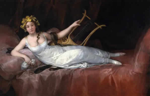 Girl, picture, bed, Lira, Francisco Goya, The Marquis Of Santa Cruz
