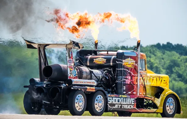 Picture fire, turbine, truck, tractor, Peterbilt