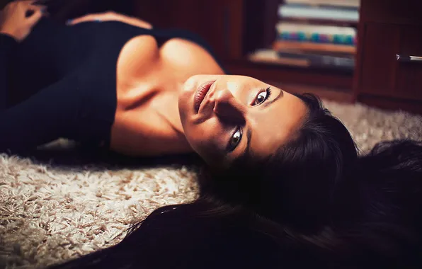 Chest, look, brunette, view, the temptation, photographer, lying, face