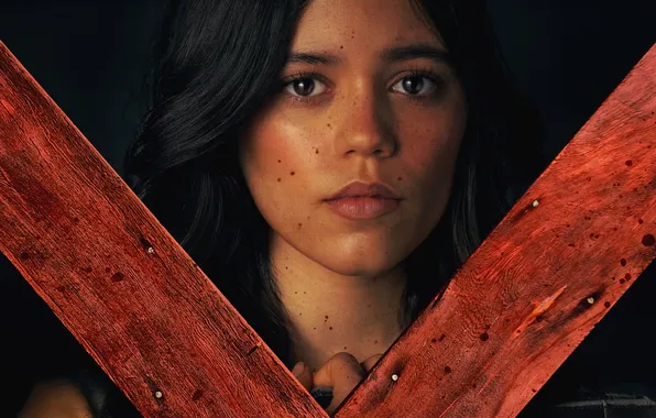 Girl, the film, brunette, poster, horror, x, Jenna Ortega, Jenna Ortega