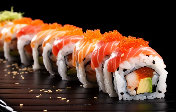 Sushi, rolls, Asian cuisine, AI art, neural network