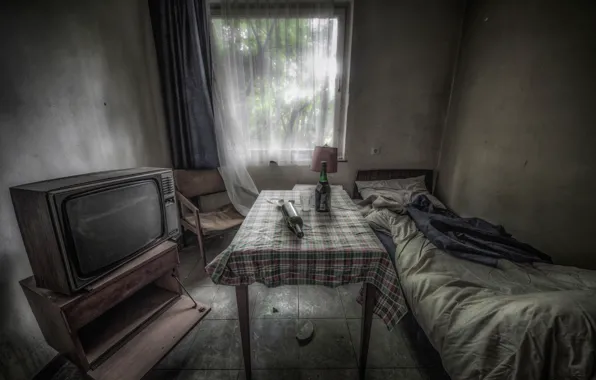 Wallpaper bottle, bed, TV, USSR images for desktop, section интерьер ...