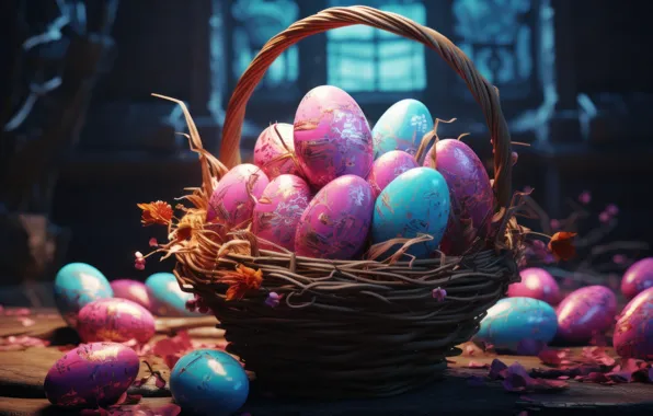 Holiday, bright, eggs, spring, blue, Easter, socket, pink