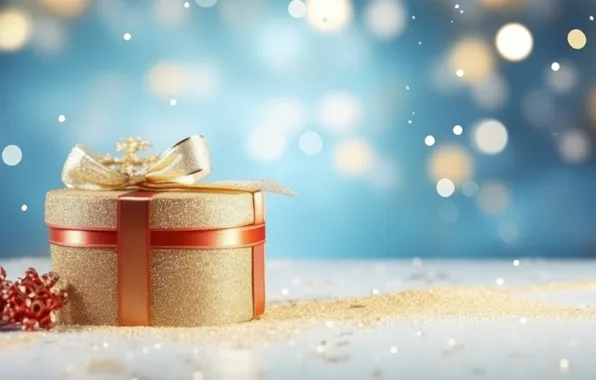 Winter, snow, decoration, box, gift, Shine, sequins, Christmas