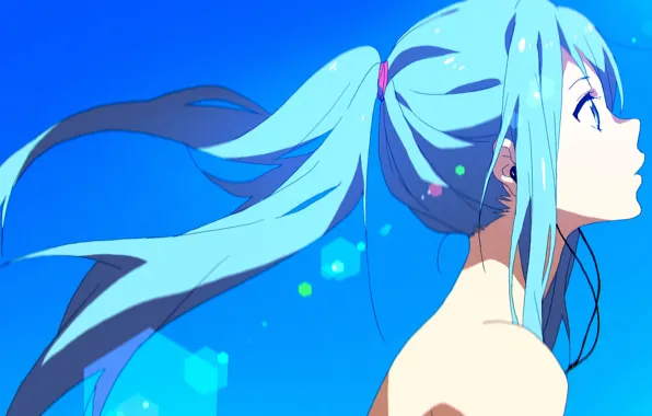 Picture the sky, girl, headphones, art, Moxie2D