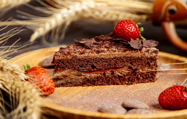 Strawberry, cake, chocolate