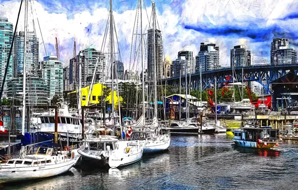 Port, Figure, Boats, Rendering