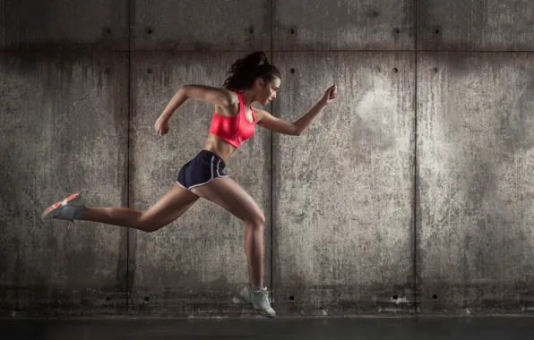 Woman, brunette, fitness, runner