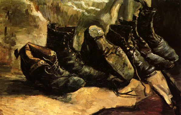 Picture boots, shoes, Vincent van Gogh, Three Pairs of Shoes