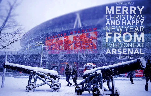 Arsenal, christmas, new year, london, winter, snow, football, fanart