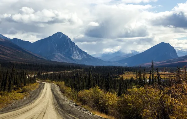 Road, landscape, mountains