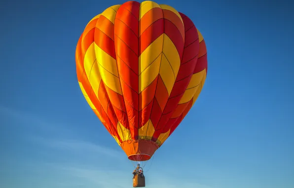 The sky, clouds, flight, balloon, people, basket