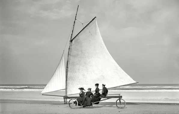 Picture retro, ladies, wheel, sail, USA, 1900-the year, Buer